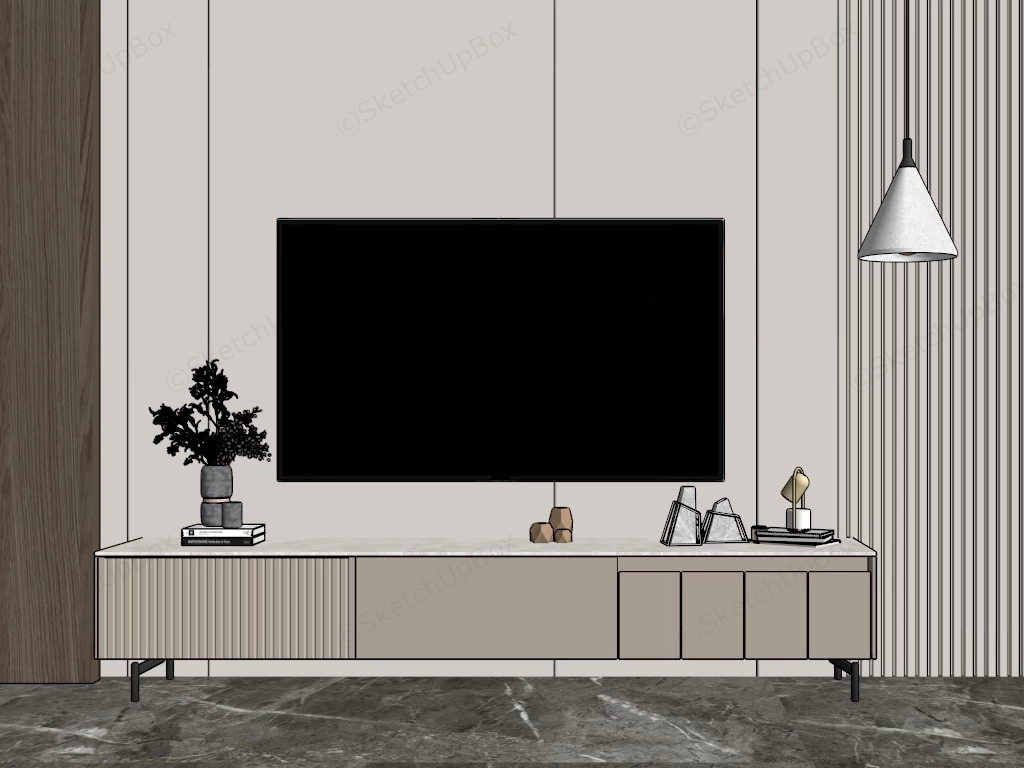 Living Room Minimalist With TV Stand sketchup model preview - SketchupBox