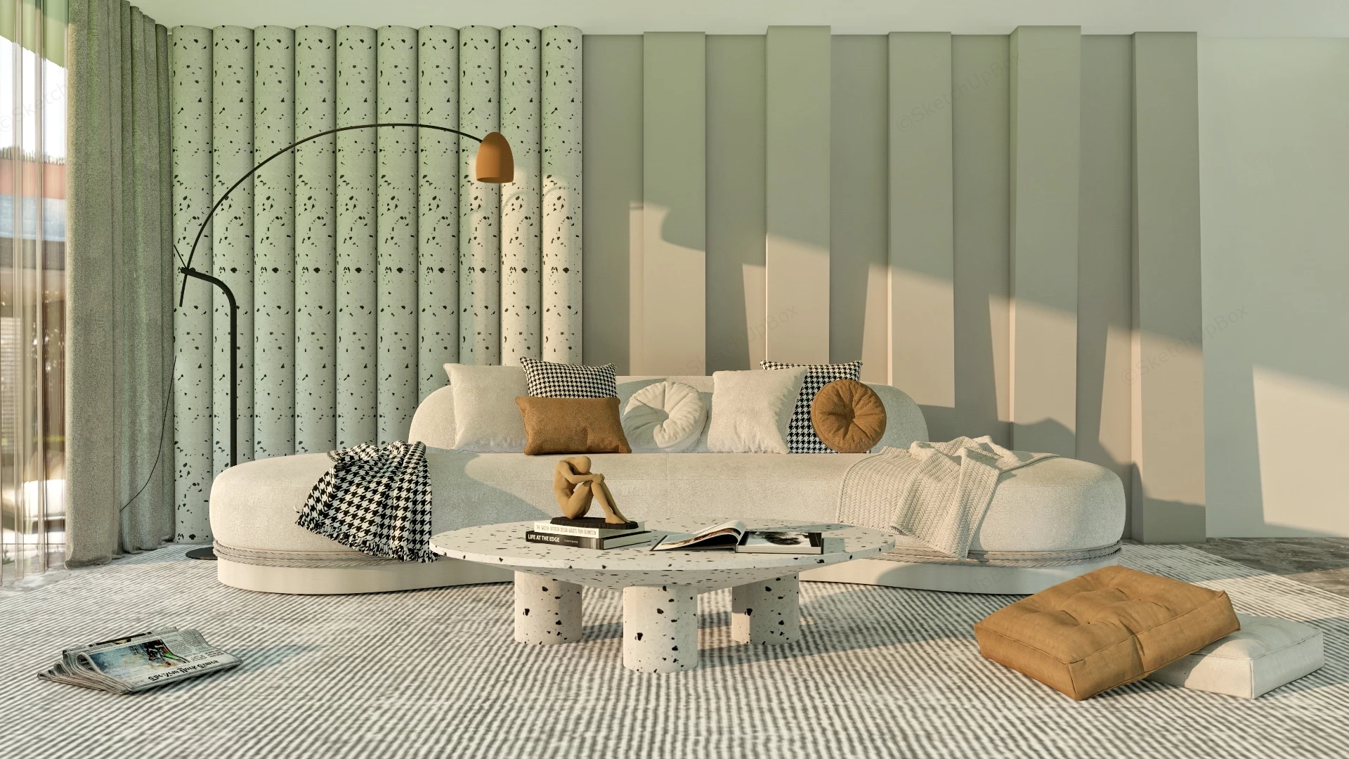 Small Contemporary Living Room Furniture sketchup model preview - SketchupBox