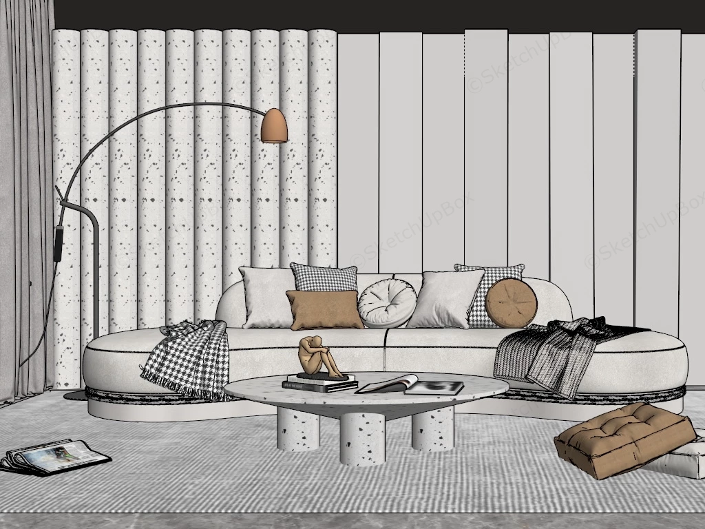 Small Contemporary Living Room Furniture sketchup model preview - SketchupBox