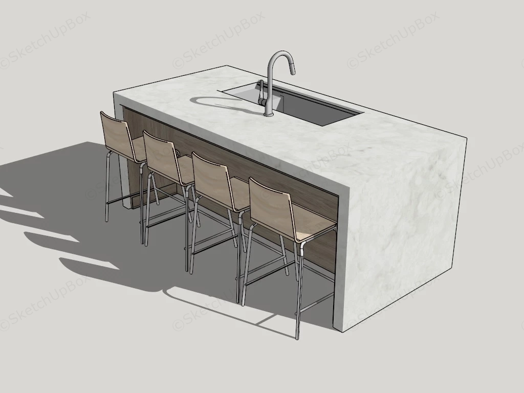 Marble Kitchen Island sketchup model preview - SketchupBox