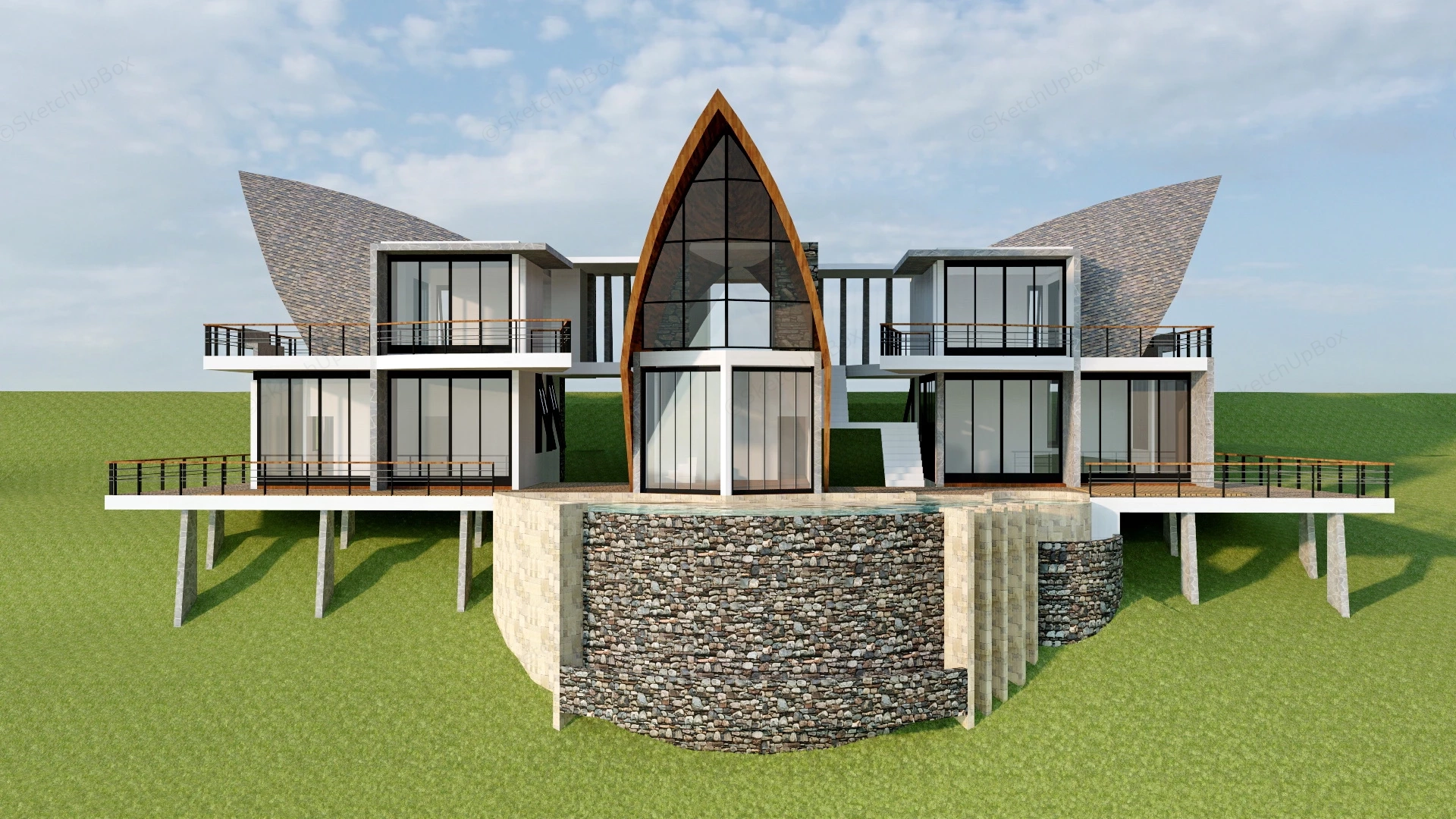 Steep Slope House sketchup model preview - SketchupBox