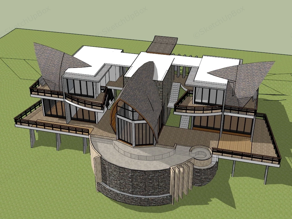 Steep Slope House sketchup model preview - SketchupBox