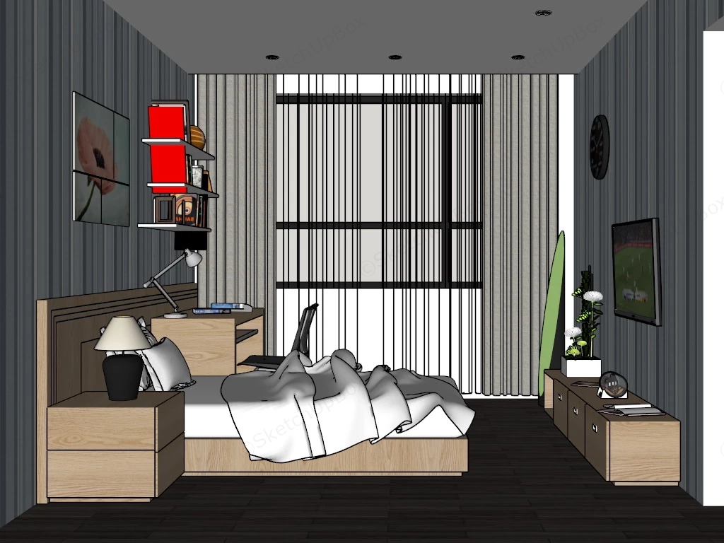 Young Man Bedroom Idea sketchup model preview - SketchupBox