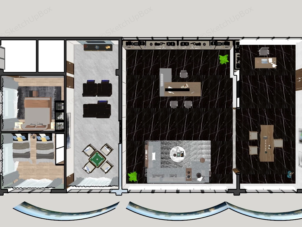 Studio Office Interior Design sketchup model preview - SketchupBox