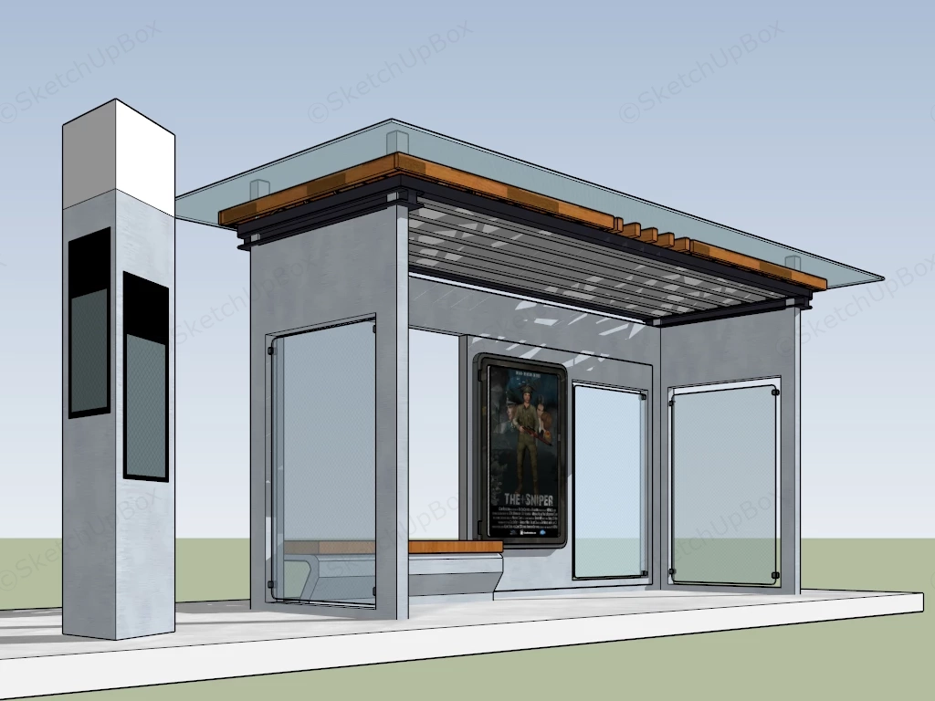 Modern Bus Shelter sketchup model preview - SketchupBox