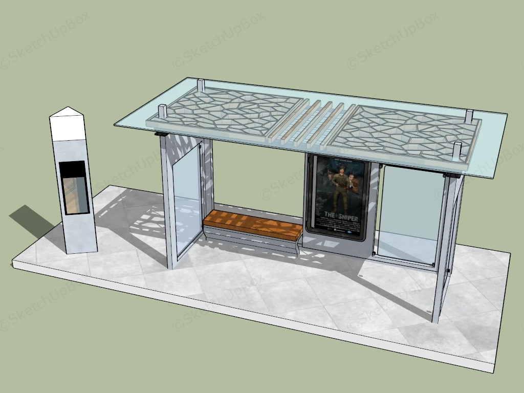 Modern Bus Shelter sketchup model preview - SketchupBox