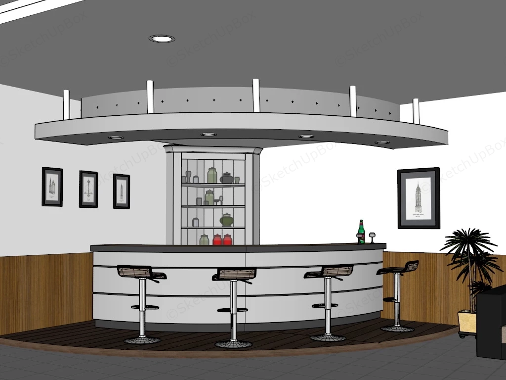 Modern Corner Bar Design sketchup model preview - SketchupBox