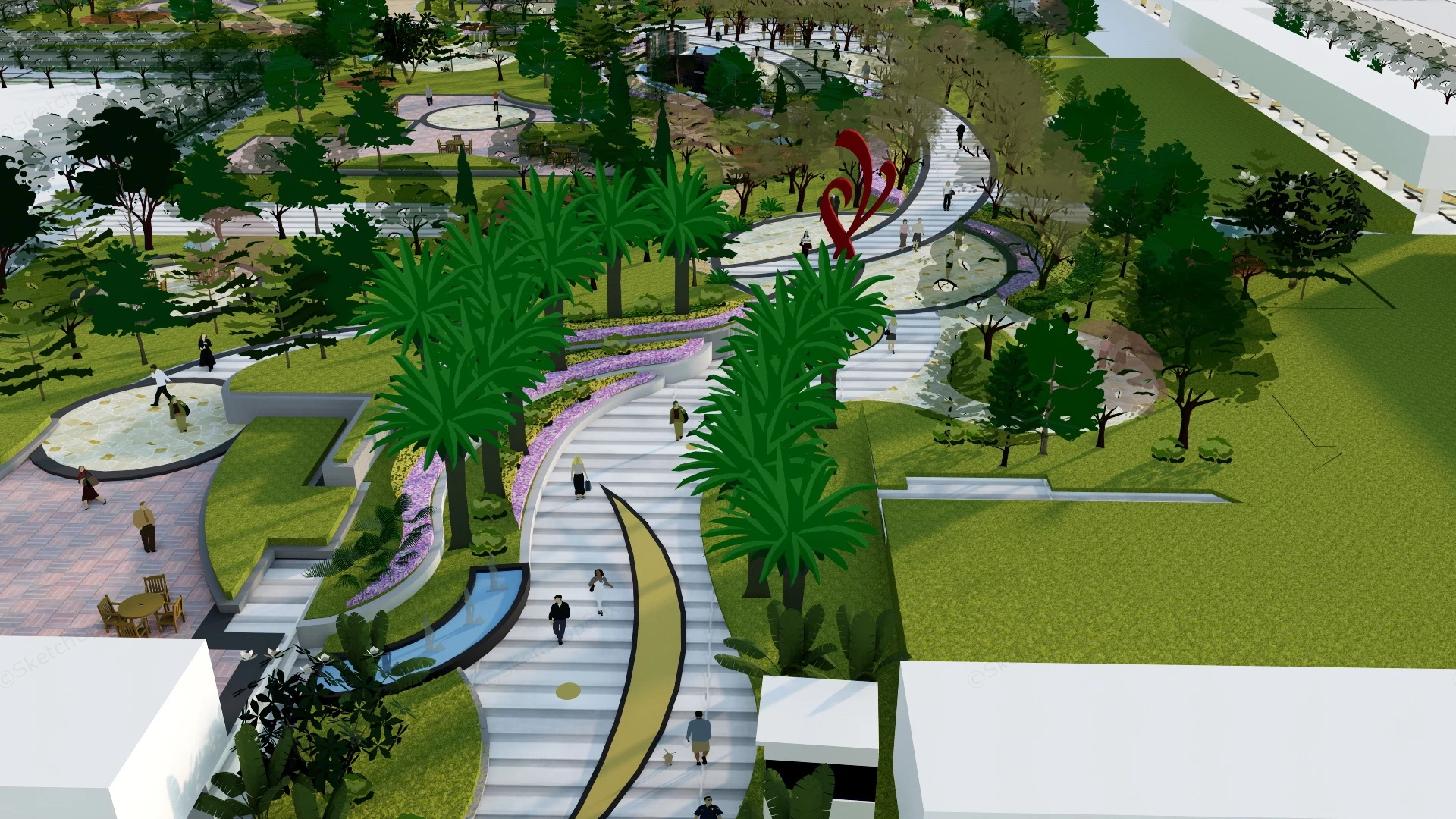 Pocket Park Design Concept Idea sketchup model preview - SketchupBox