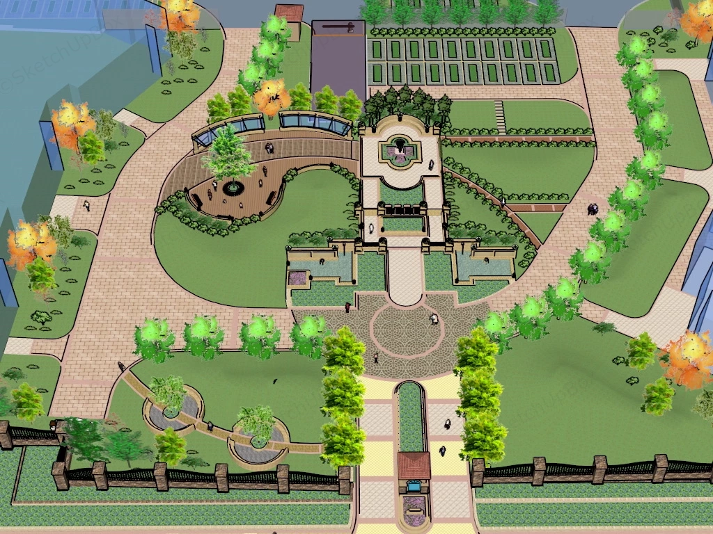 Small Neighborhood Park sketchup model preview - SketchupBox