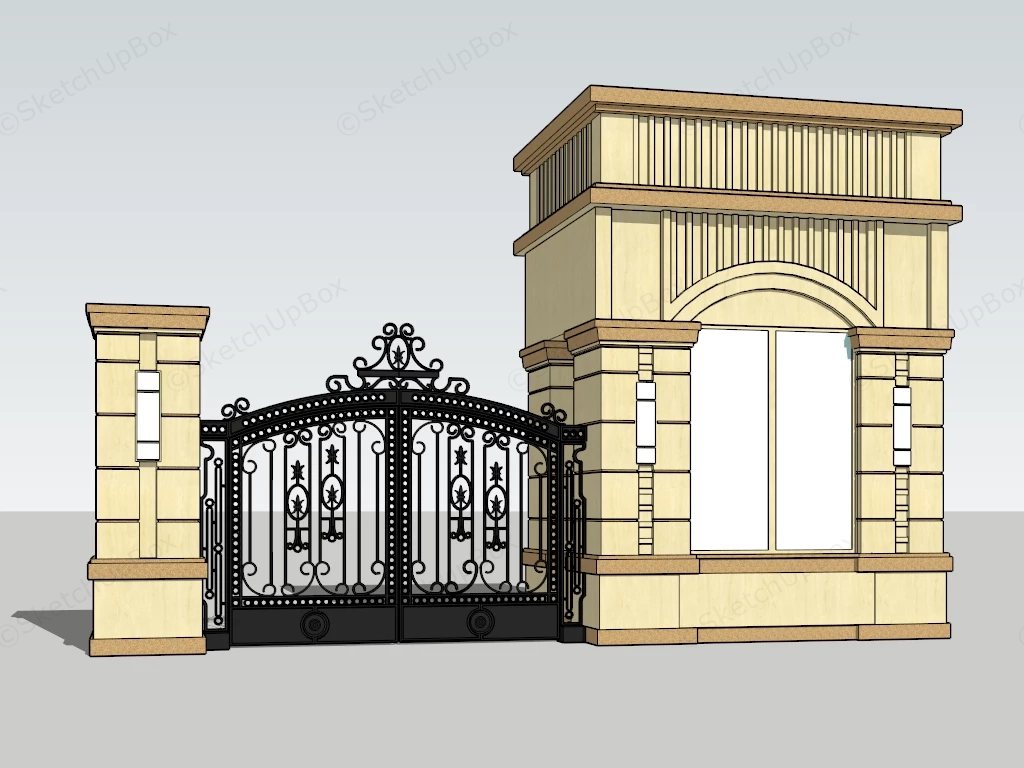 Entry Gate & Guard Room sketchup model preview - SketchupBox