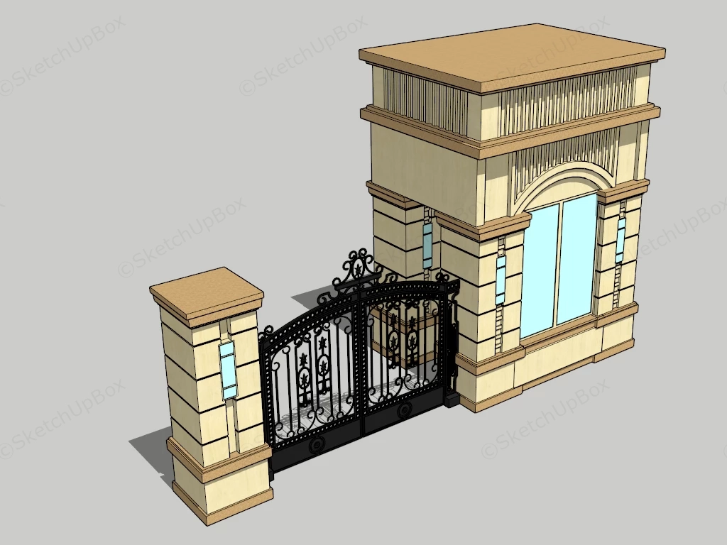 Entry Gate & Guard Room sketchup model preview - SketchupBox