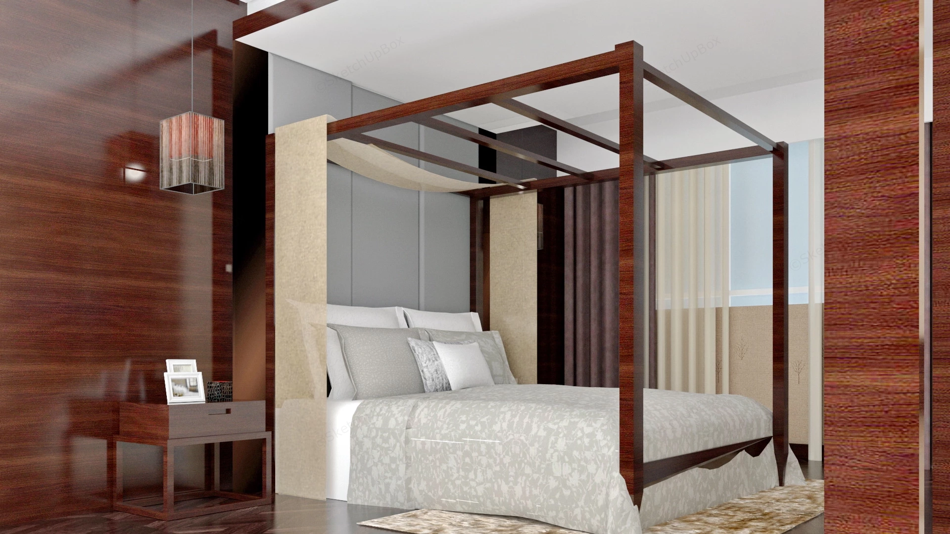 Vintage Canopy Bed Idea sketchup model preview - SketchupBox