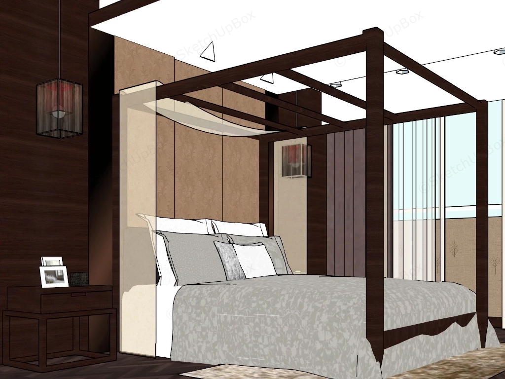 Vintage Canopy Bed Idea sketchup model preview - SketchupBox
