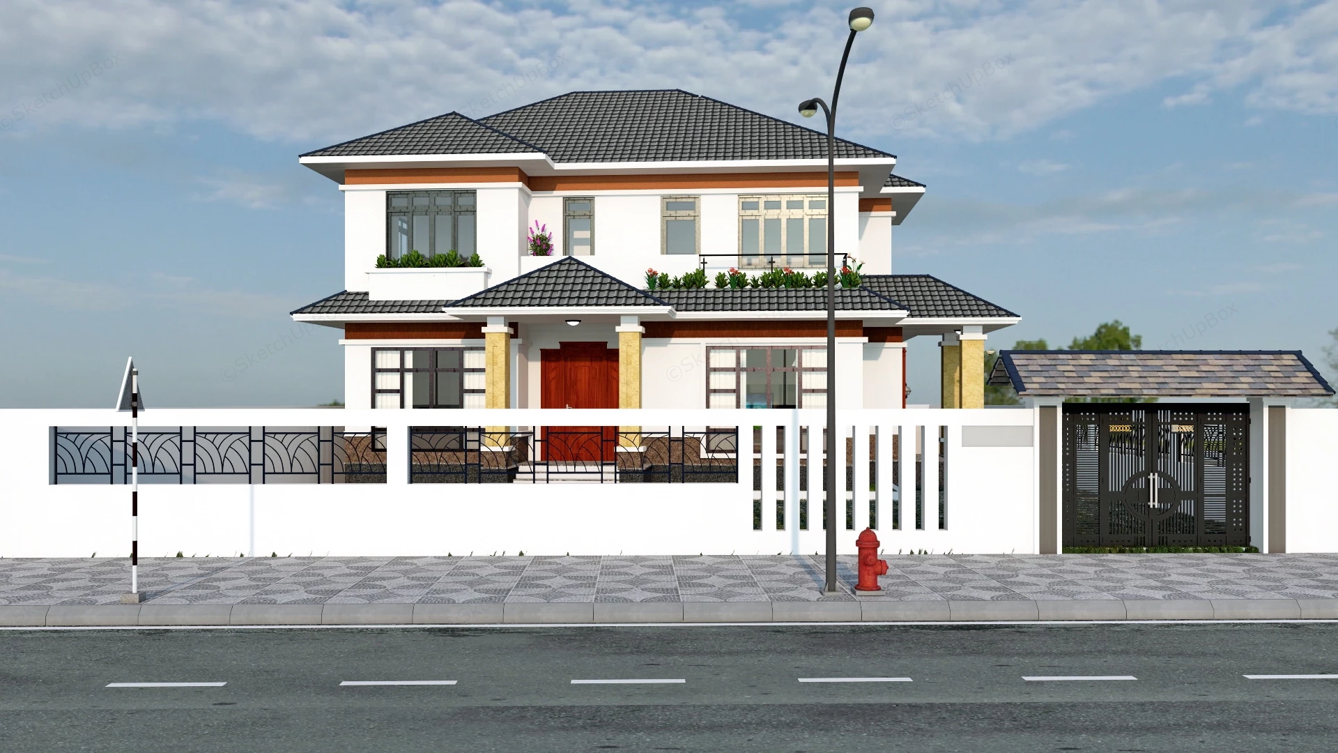 Modern Country House sketchup model preview - SketchupBox