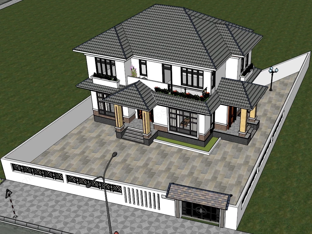 Modern Country House sketchup model preview - SketchupBox