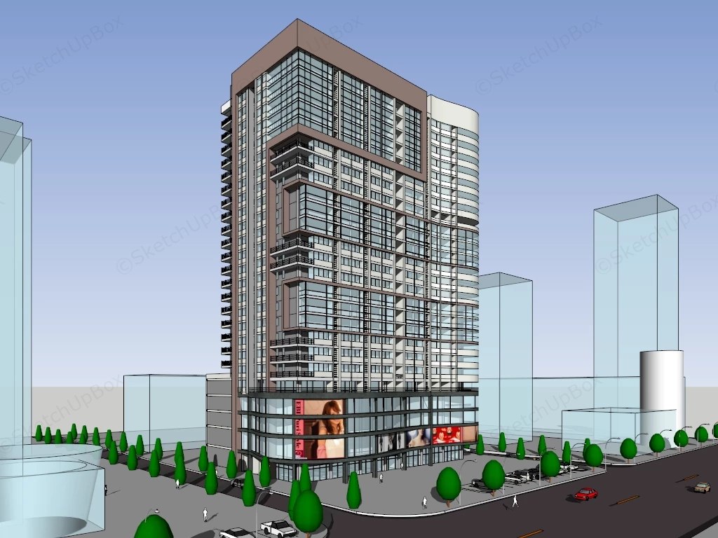 High Rise Apartment Complex sketchup model preview - SketchupBox