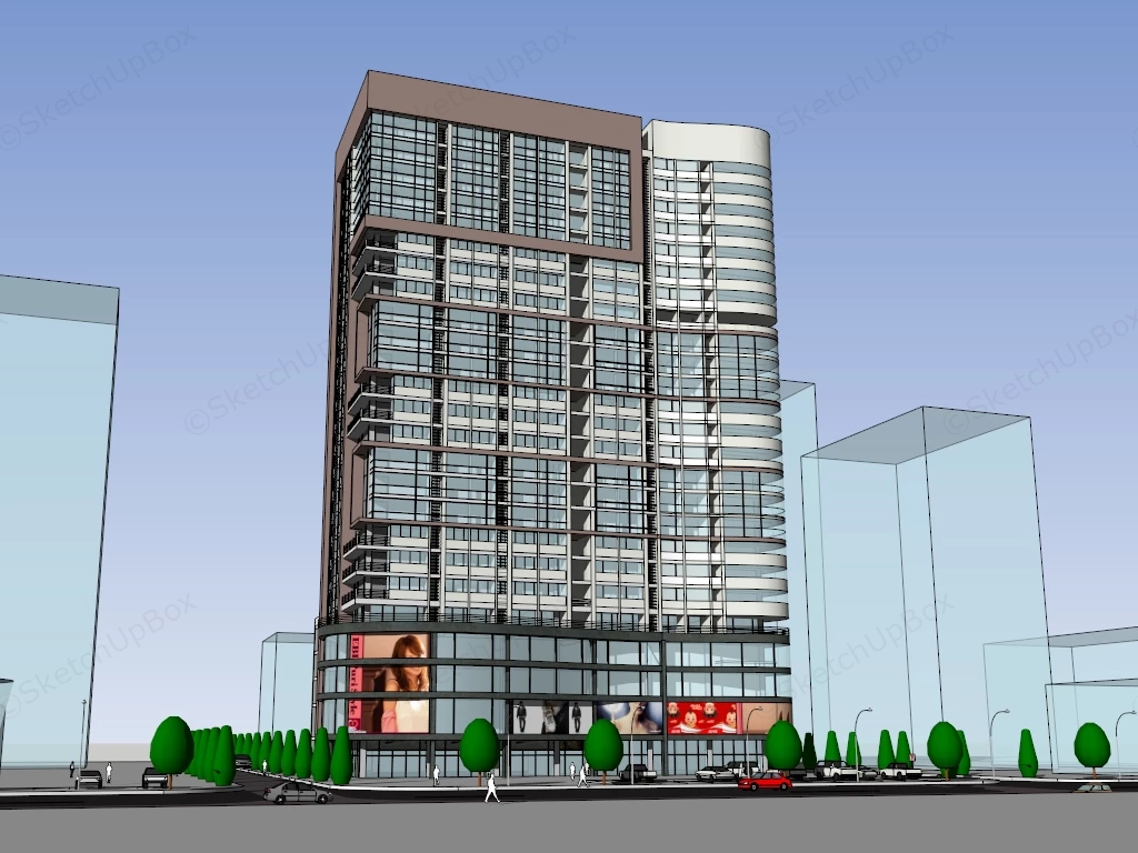 High Rise Apartment Complex sketchup model preview - SketchupBox