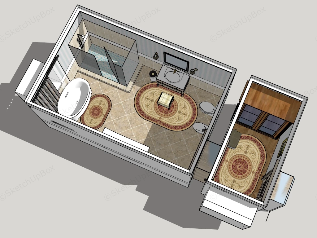 Bathroom With Dressing Area sketchup model preview - SketchupBox