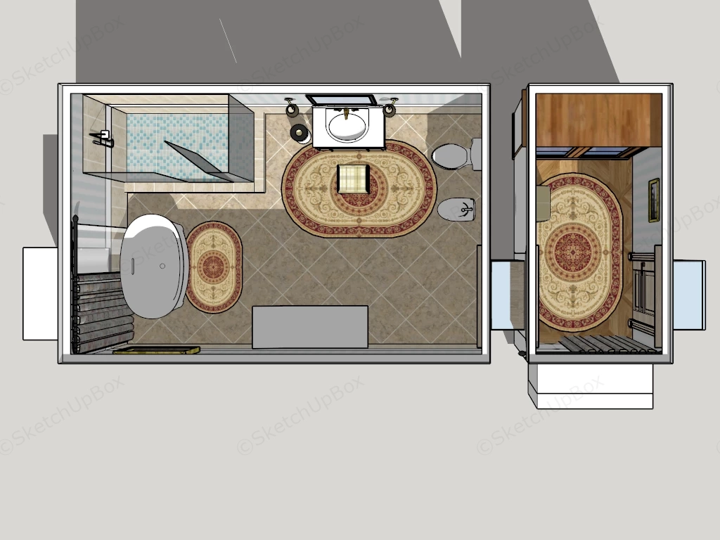 Bathroom With Dressing Area sketchup model preview - SketchupBox