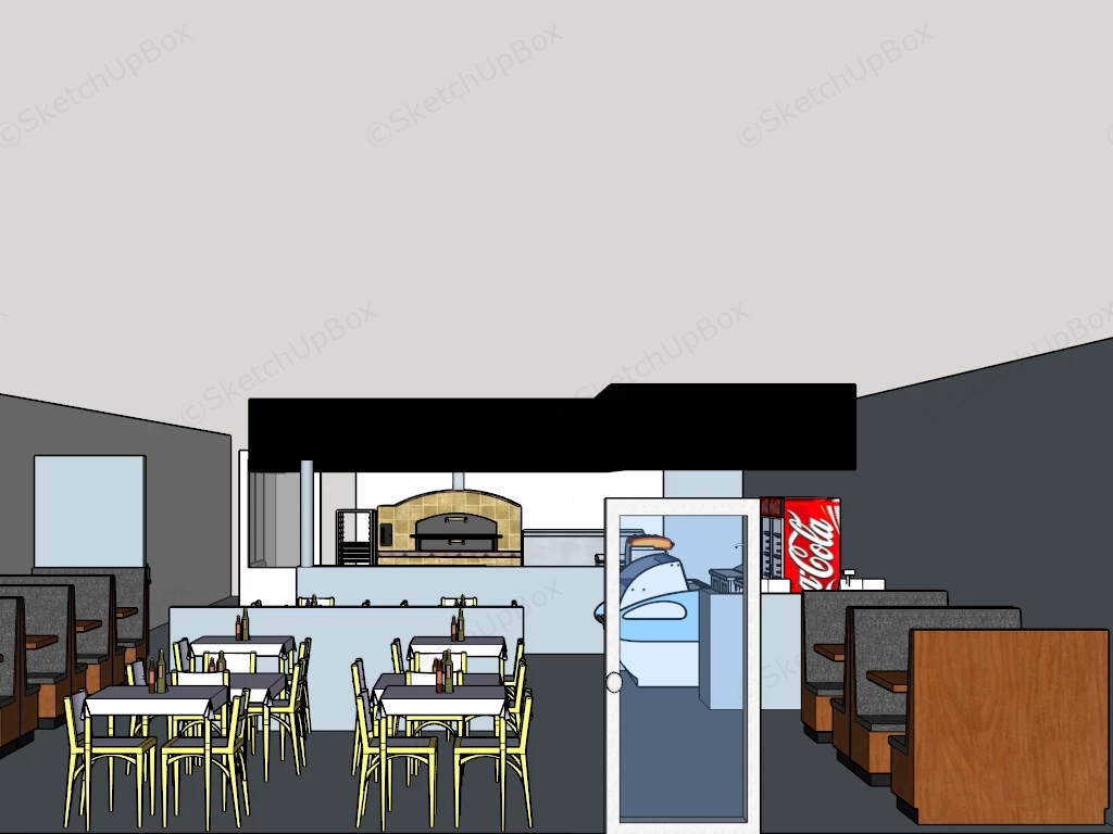 Small Restaurant Design sketchup model preview - SketchupBox