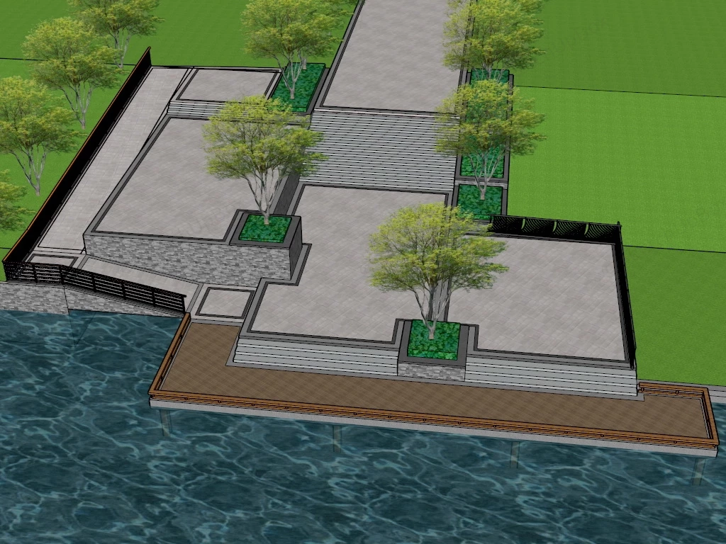 Waterside Deck sketchup model preview - SketchupBox