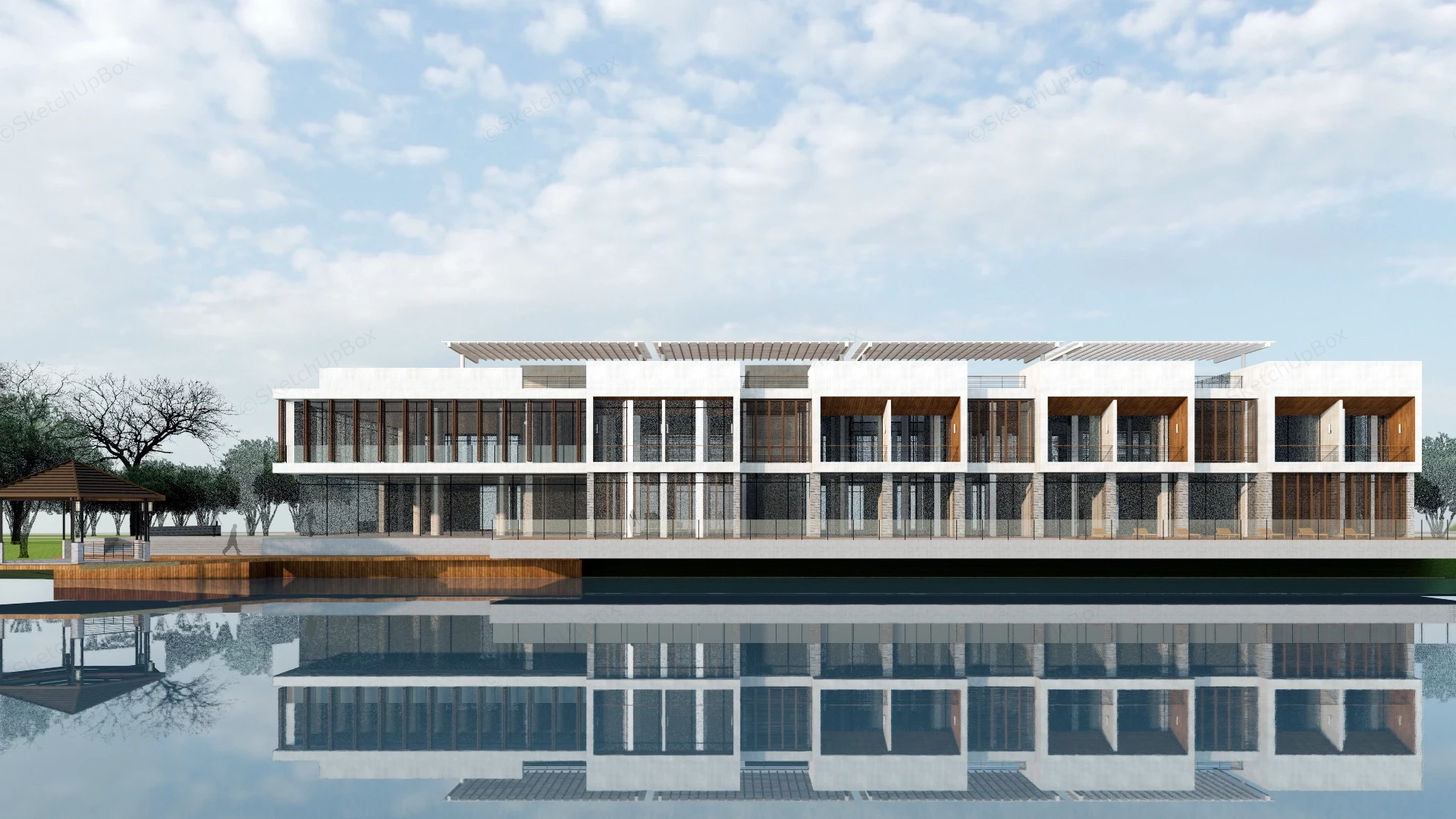 Waterfront Clubhouse sketchup model preview - SketchupBox