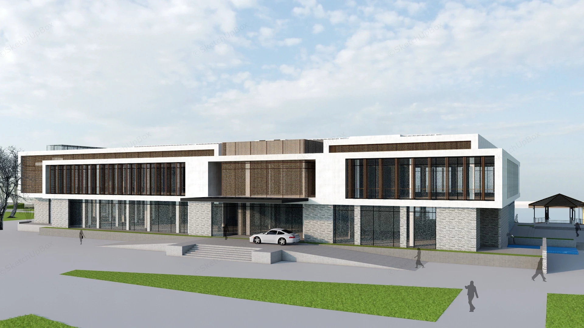 Waterfront Clubhouse sketchup model preview - SketchupBox