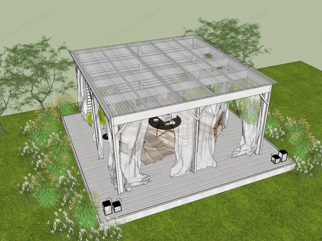 Patio Pergola With Furniture Set sketchup model preview - SketchupBox