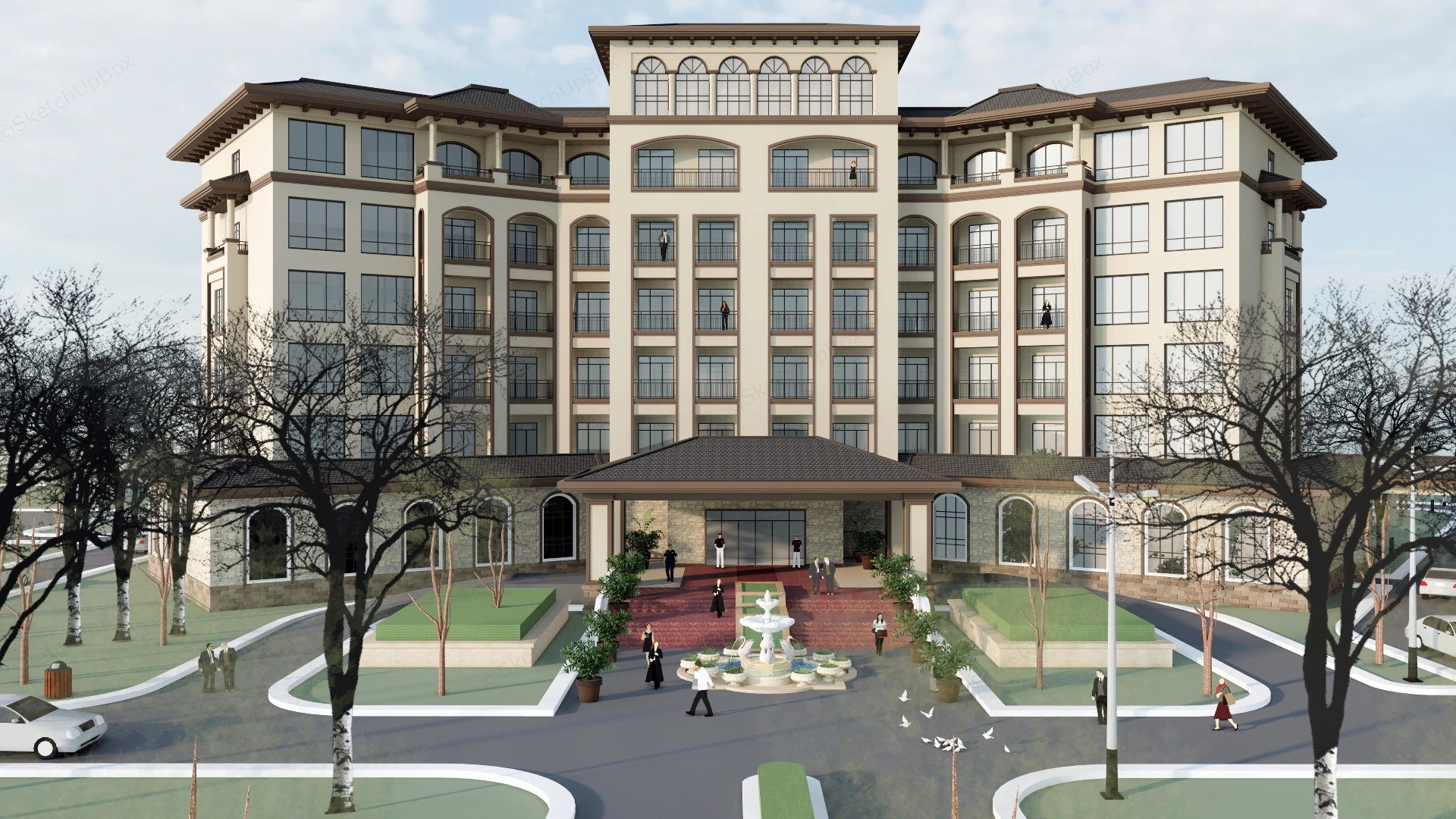 Historic Hotel sketchup model preview - SketchupBox