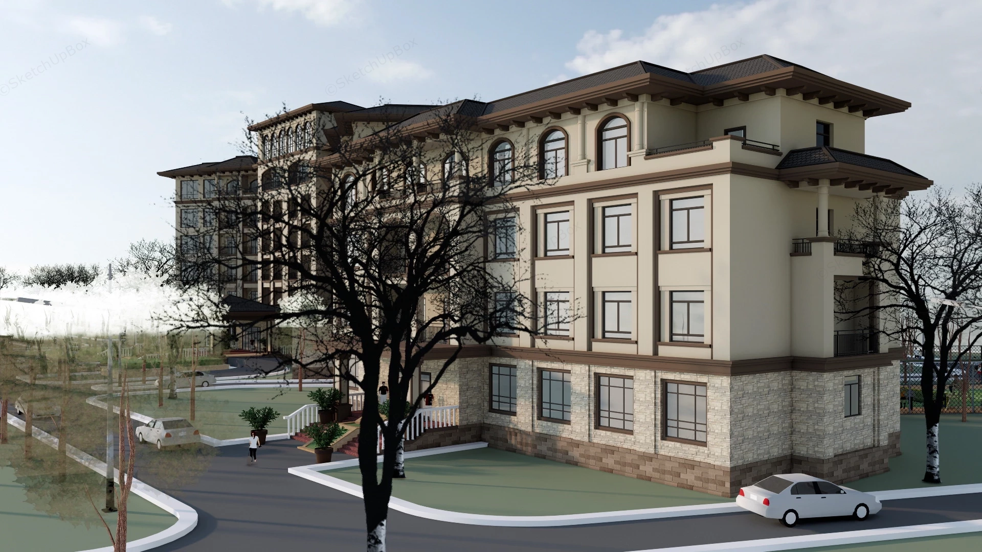 Historic Hotel sketchup model preview - SketchupBox