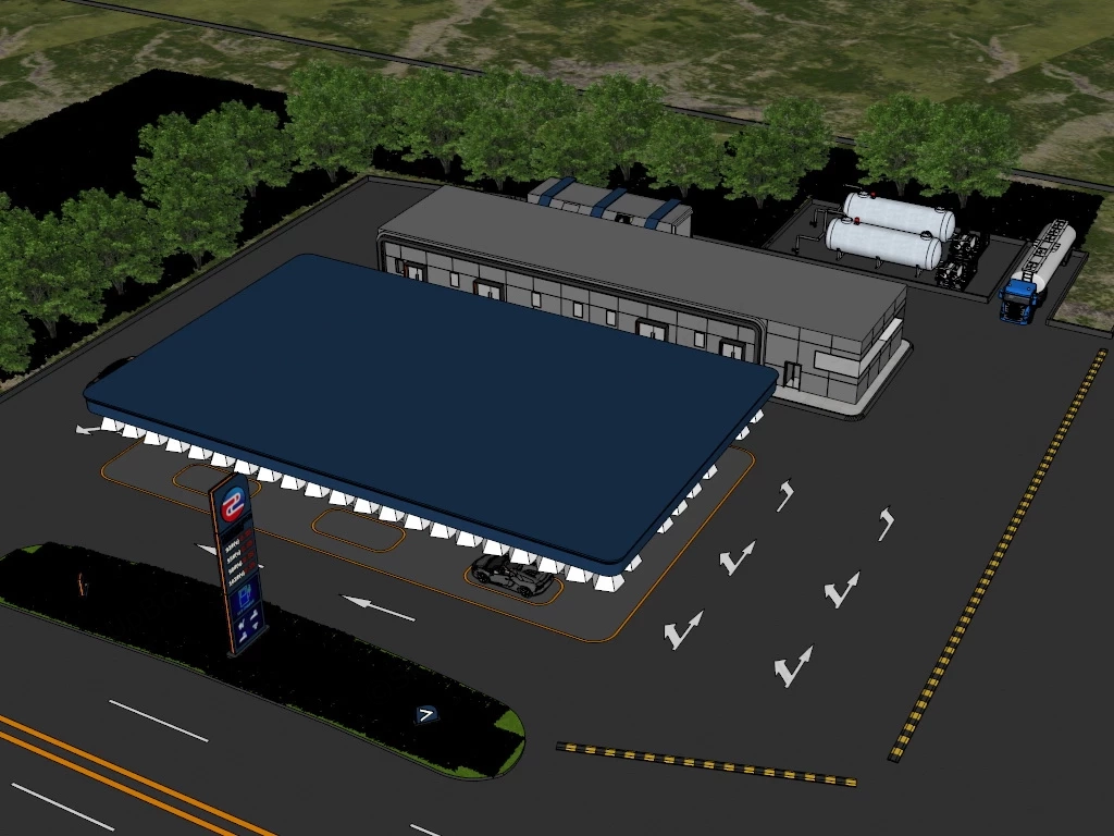 Gas Station Design sketchup model preview - SketchupBox