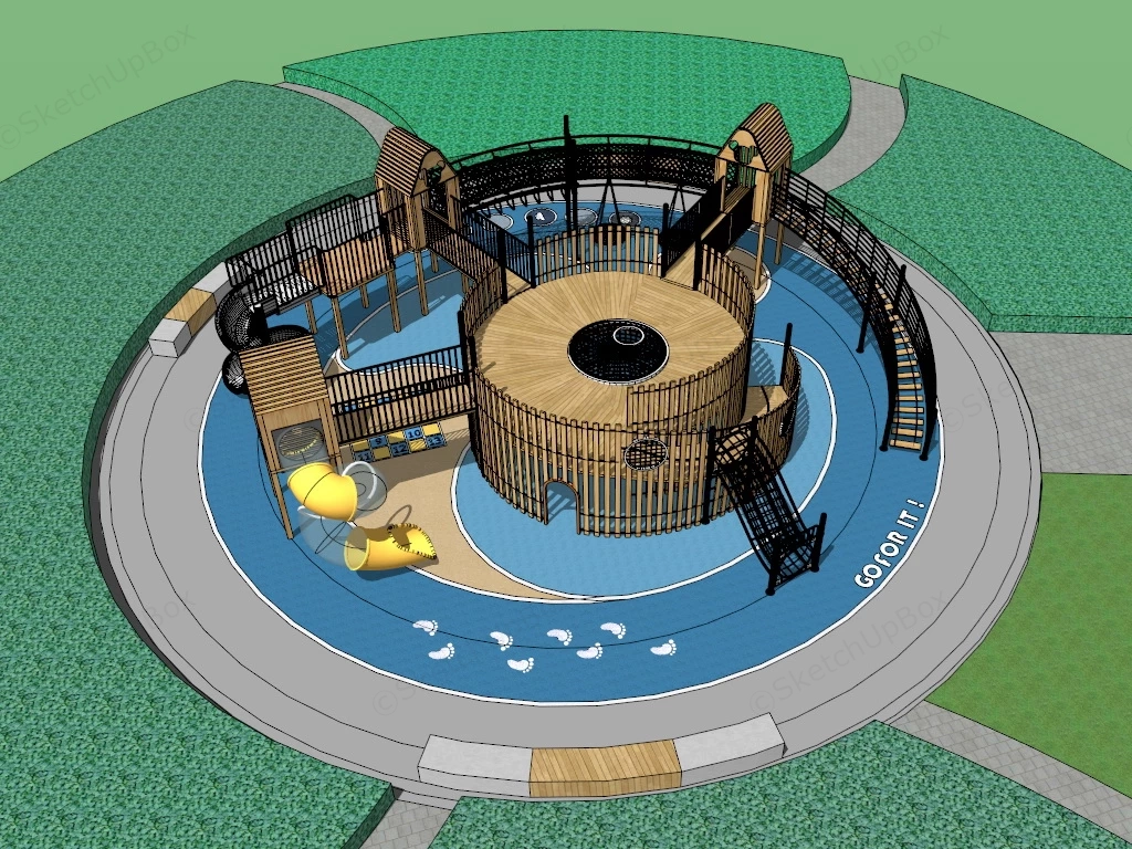 Round Elementary School Playground sketchup model preview - SketchupBox