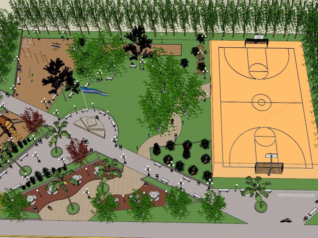 Community Playground Design sketchup model preview - SketchupBox