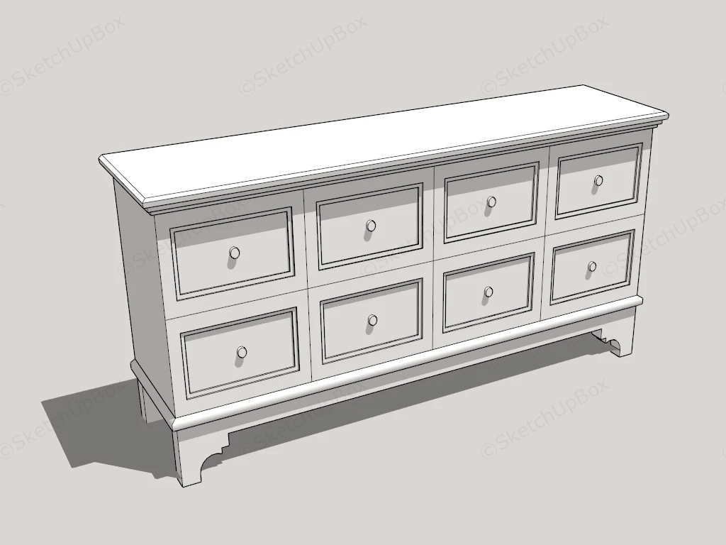 White Chest Dresser sketchup model preview - SketchupBox