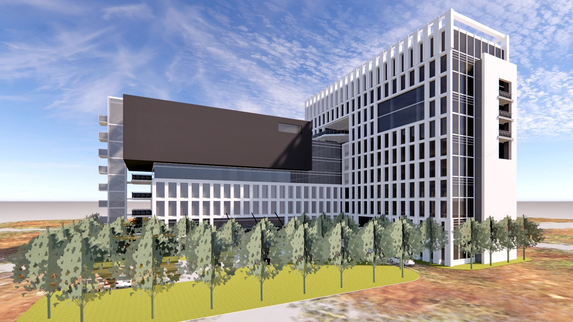 Corporate Headquarter Building sketchup model preview - SketchupBox
