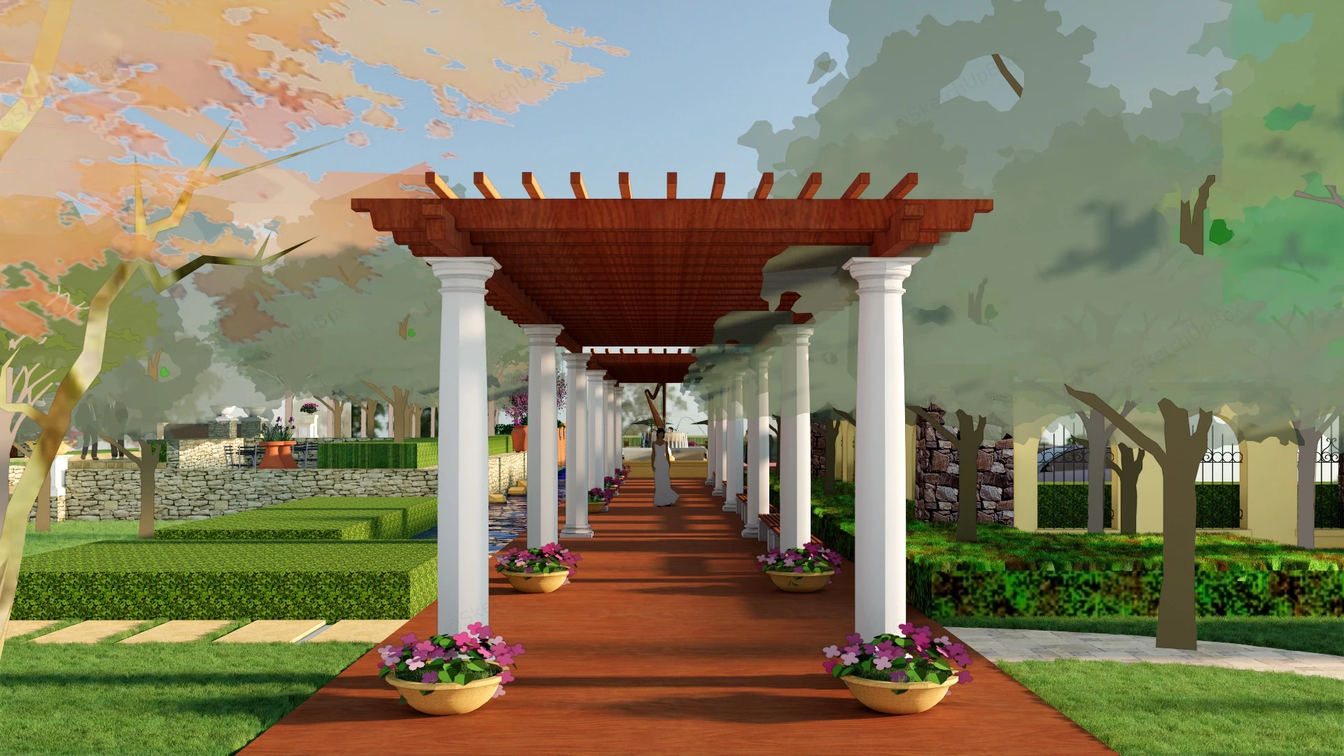 Neighborhood Landscape Design sketchup model preview - SketchupBox