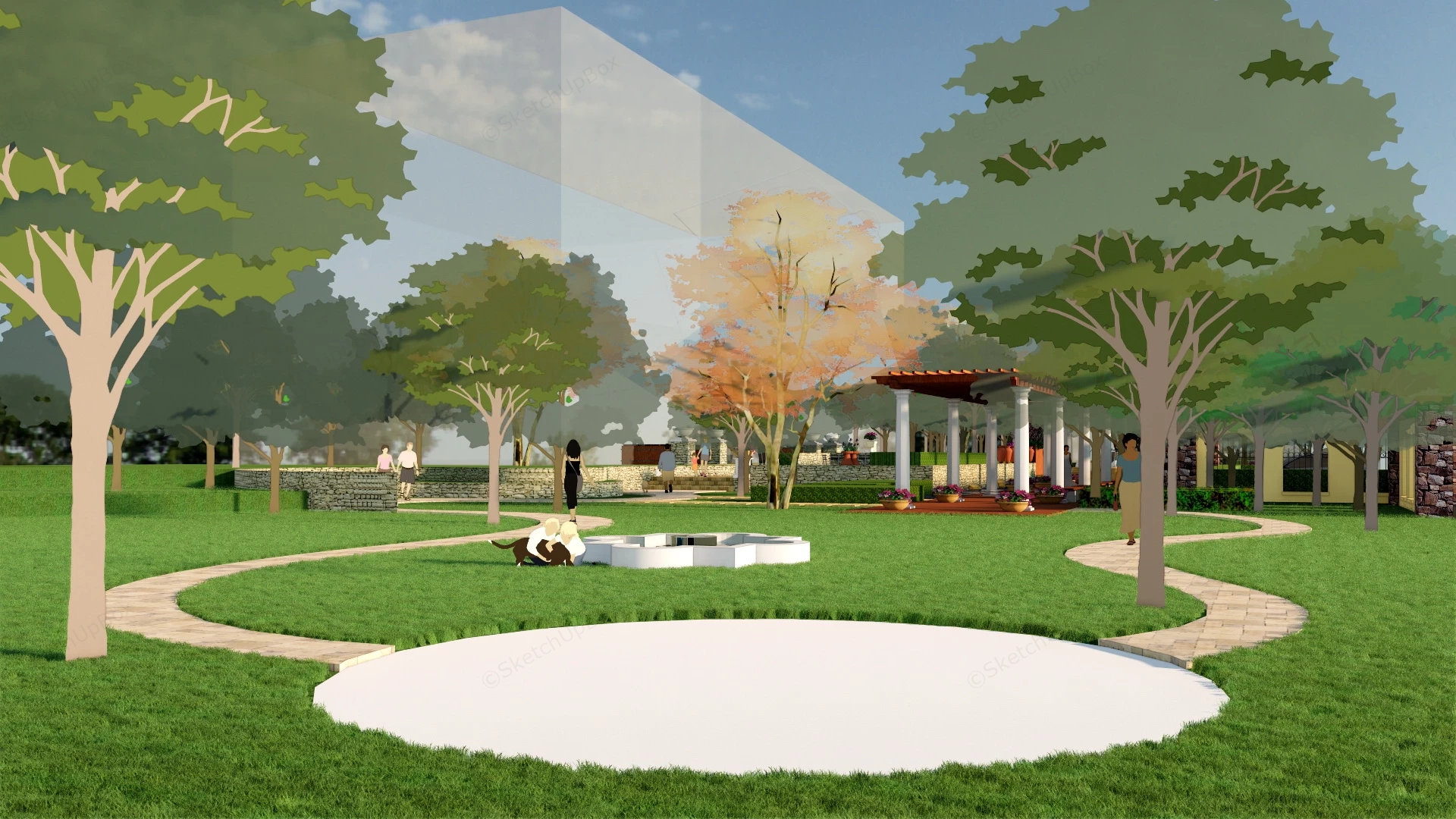 Neighborhood Landscape Design sketchup model preview - SketchupBox