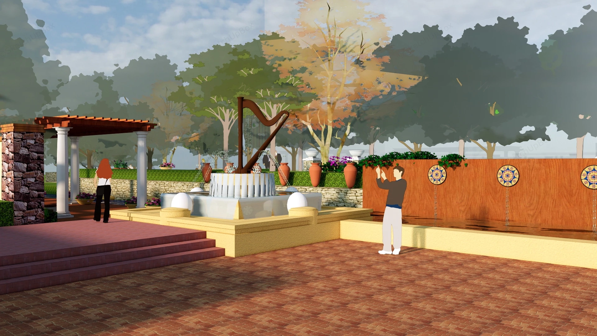 Neighborhood Landscape Design sketchup model preview - SketchupBox