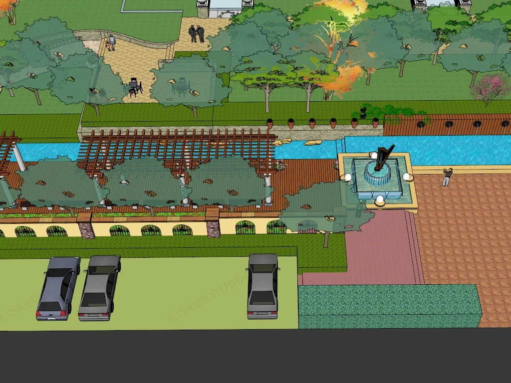 Neighborhood Landscape Design sketchup model preview - SketchupBox