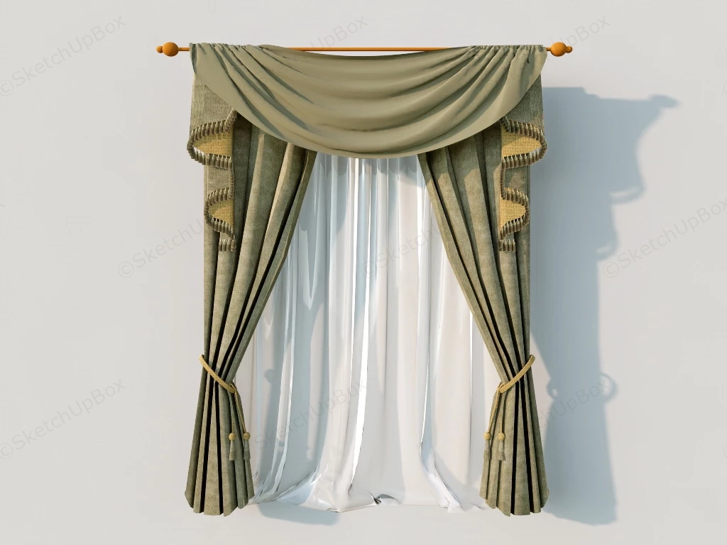 Sheer And Blackout Curtain Set sketchup model preview - SketchupBox