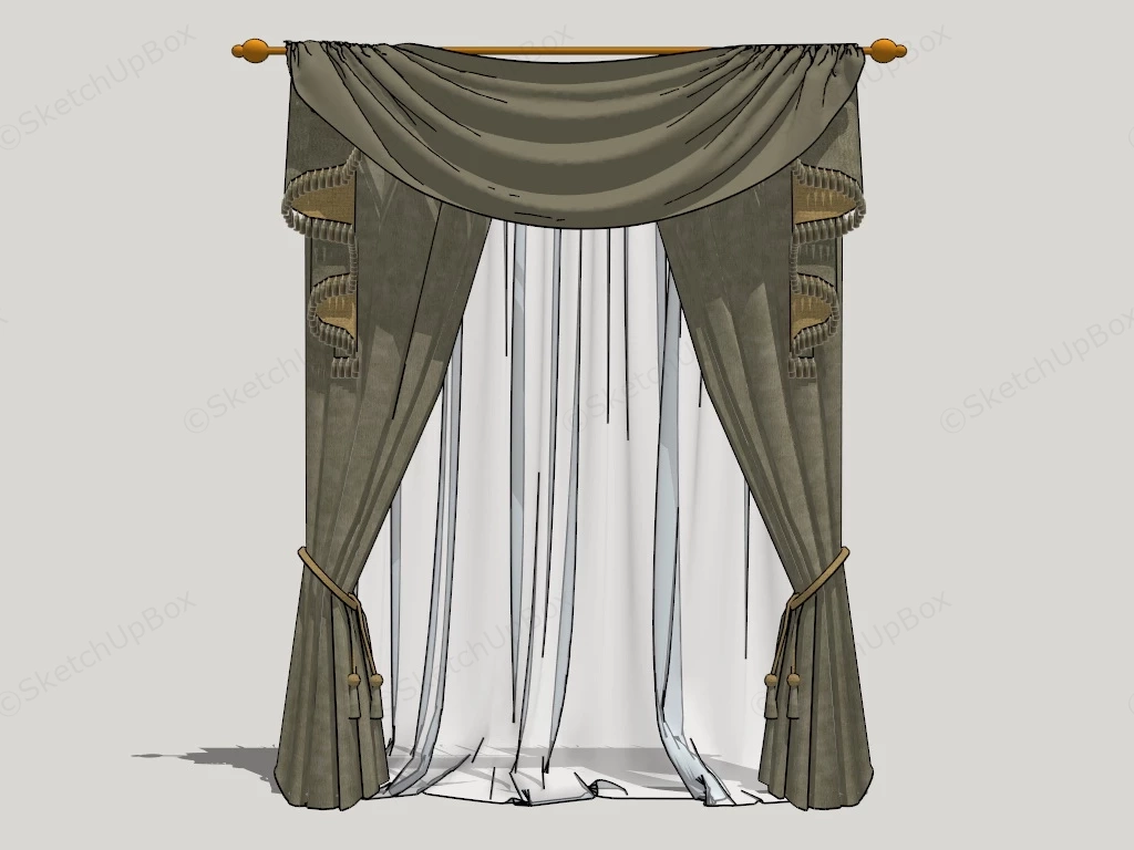 Sheer And Blackout Curtain Set sketchup model preview - SketchupBox