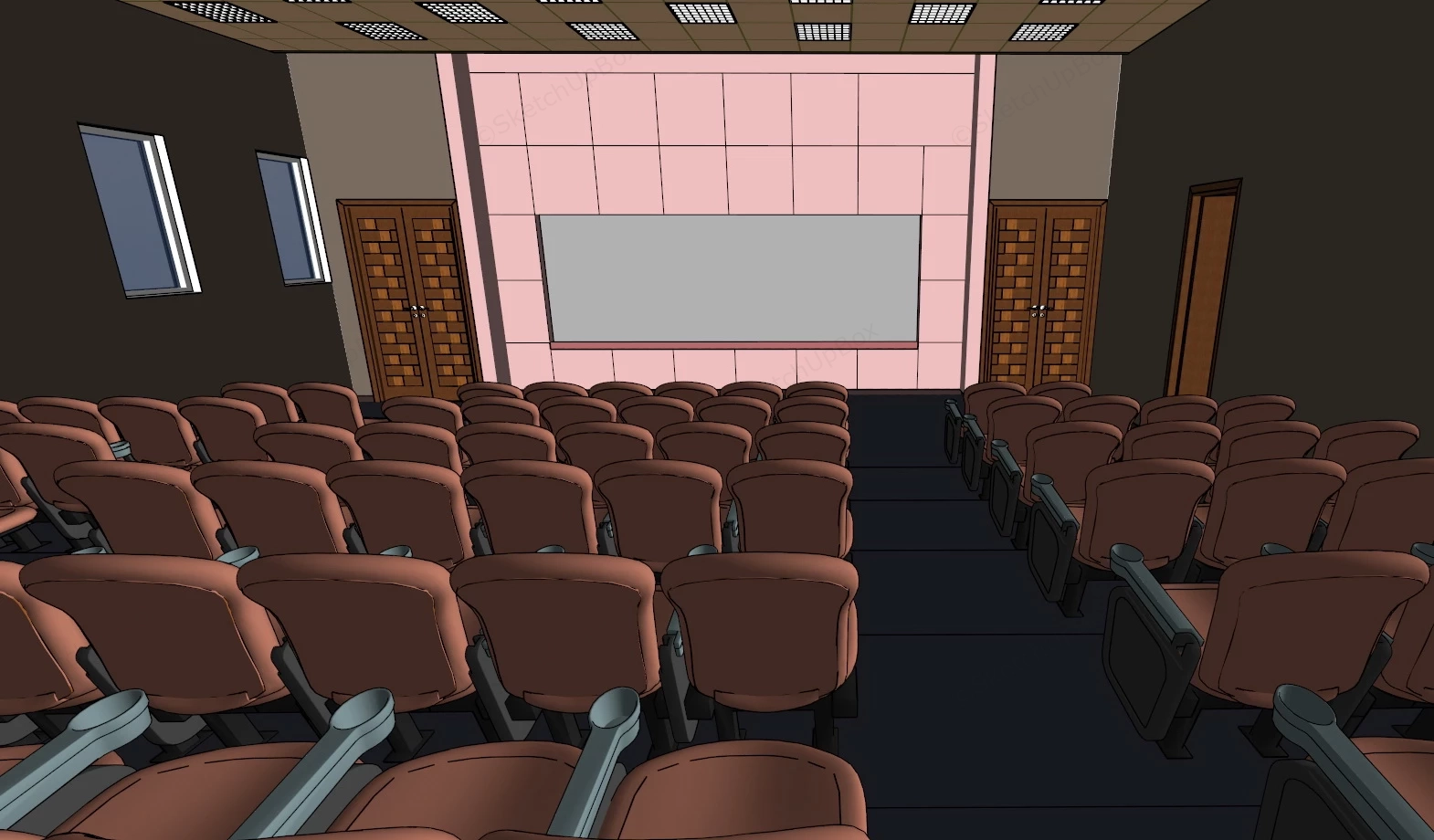 Movie Theater Interior sketchup model preview - SketchupBox