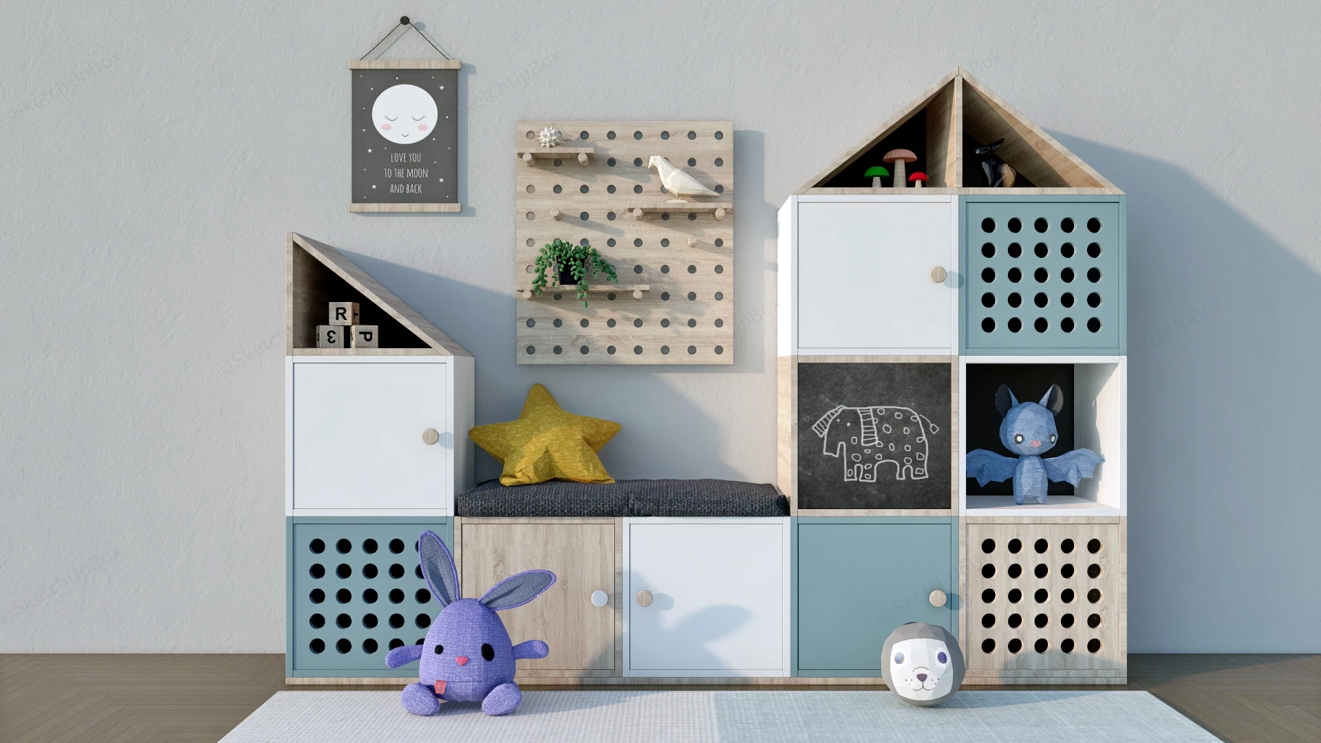 Wooden Toy Storage Units sketchup model preview - SketchupBox