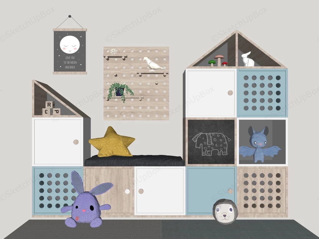 Wooden Toy Storage Units sketchup model preview - SketchupBox