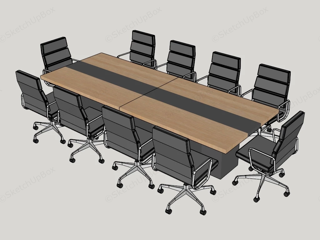 Conference Table And Chairs Set sketchup model preview - SketchupBox