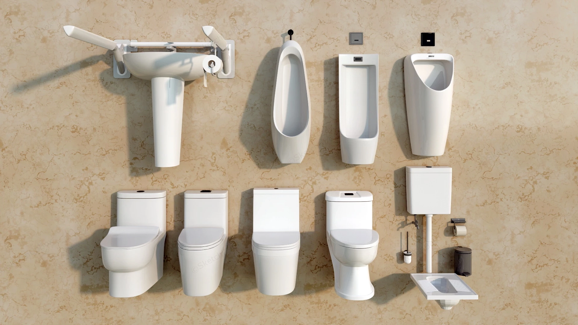 Toilets And Urinals sketchup model preview - SketchupBox