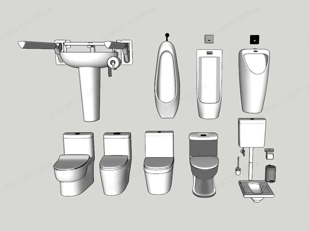 Toilets And Urinals sketchup model preview - SketchupBox