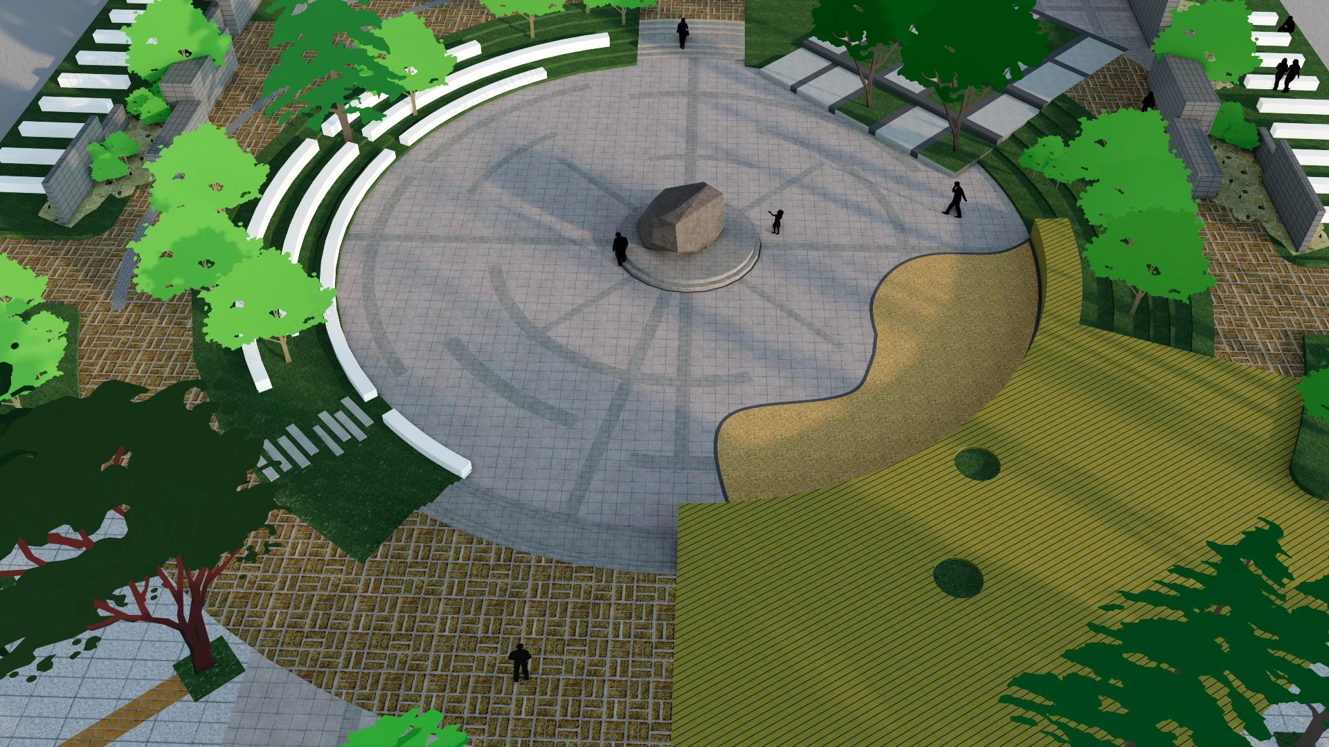 Landscape Circle Plaza sketchup model preview - SketchupBox