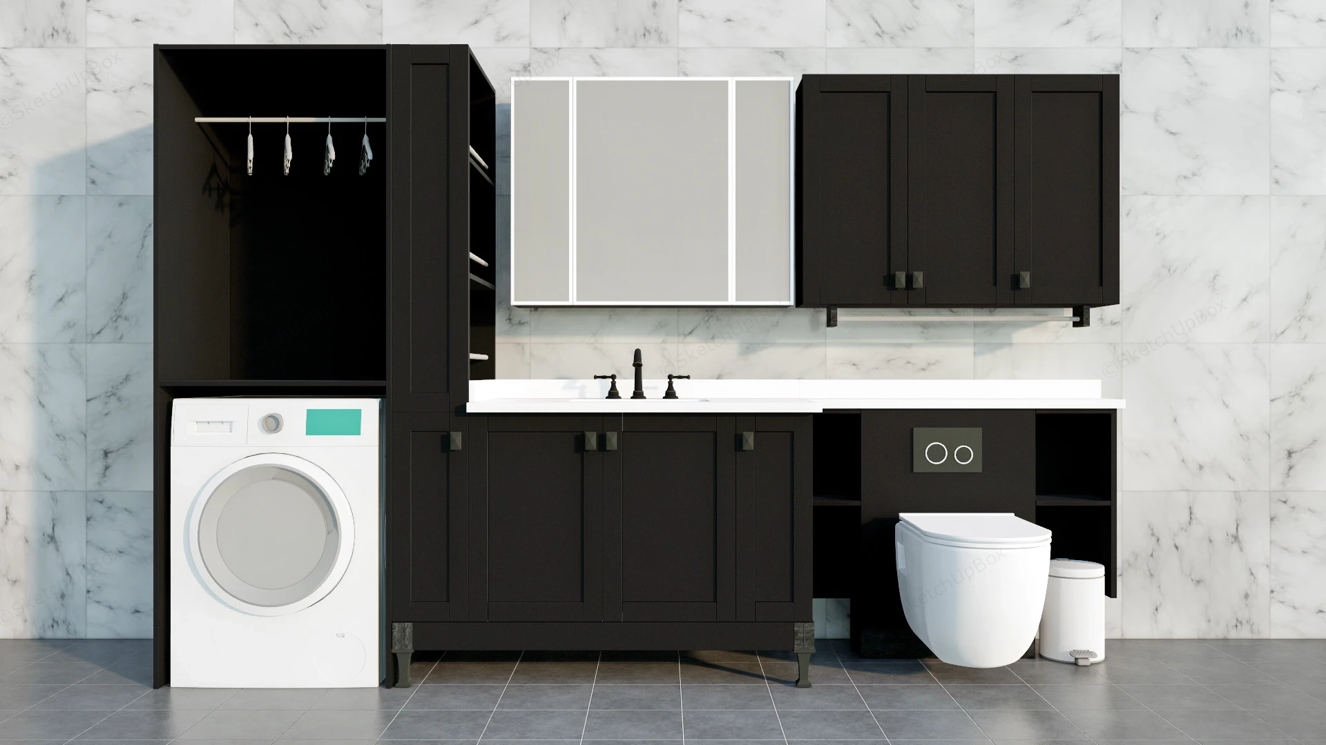 Space Saving Bathroom Vanity Idea sketchup model preview - SketchupBox