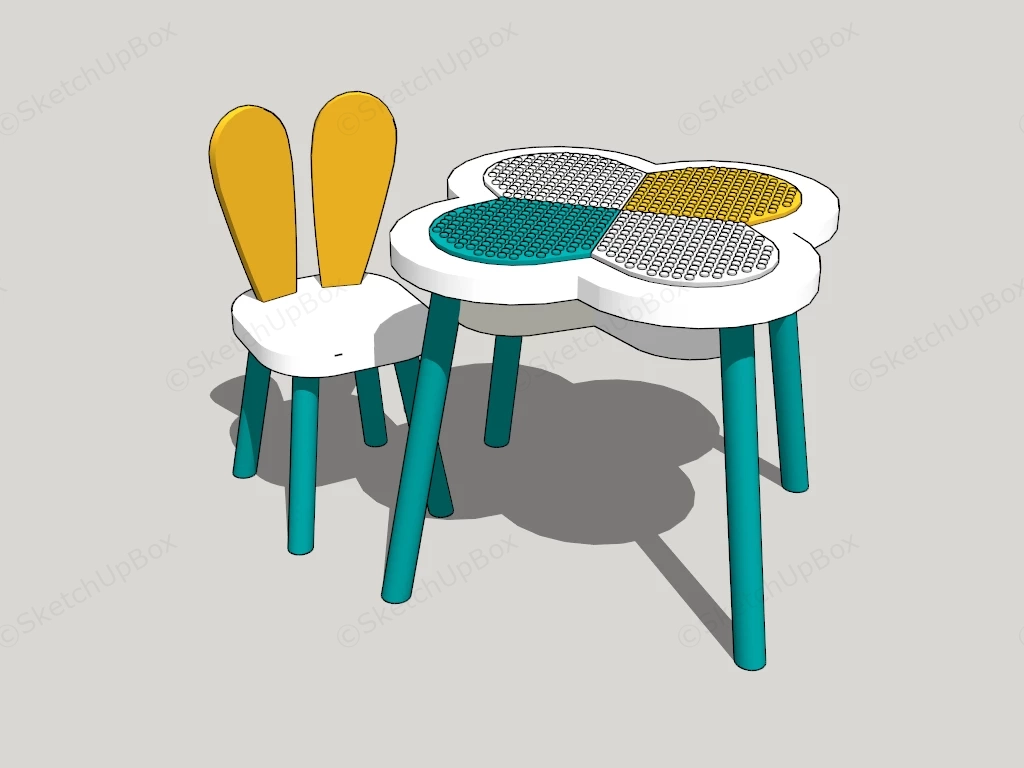 Small Lego Table Set sketchup model preview - SketchupBox